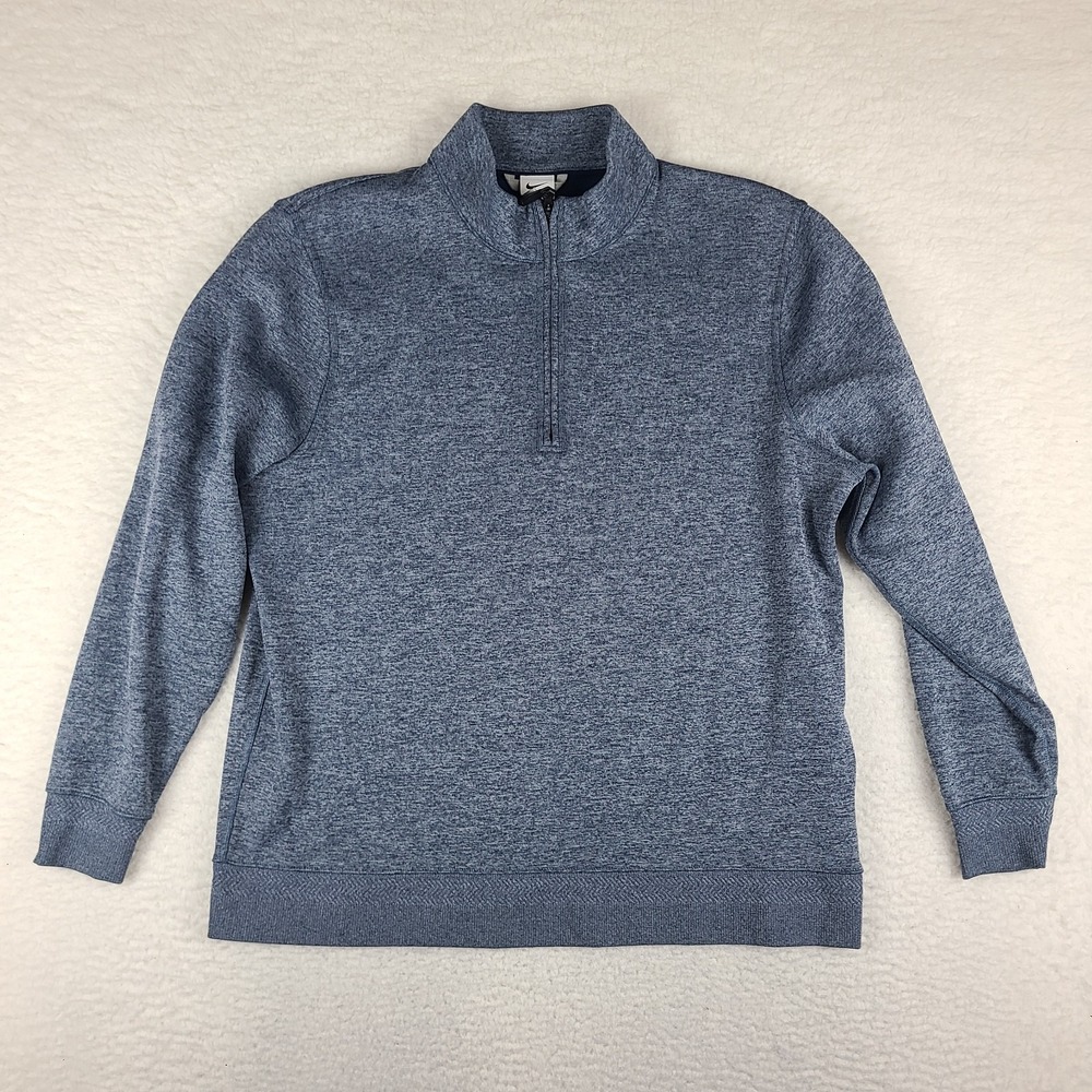 Nike‎ Sweater Mens XL Blue Heathered Fleece Dri Fit Performance Tech Golf